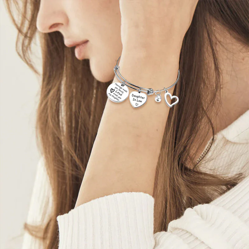 🎁FOR DAUGHTER-IN-LAW🎁MARRIAGE MADE YOU FAMILY LOVE MADE YOU MY DAUGHTER BANGLE BRACELET - Image 2