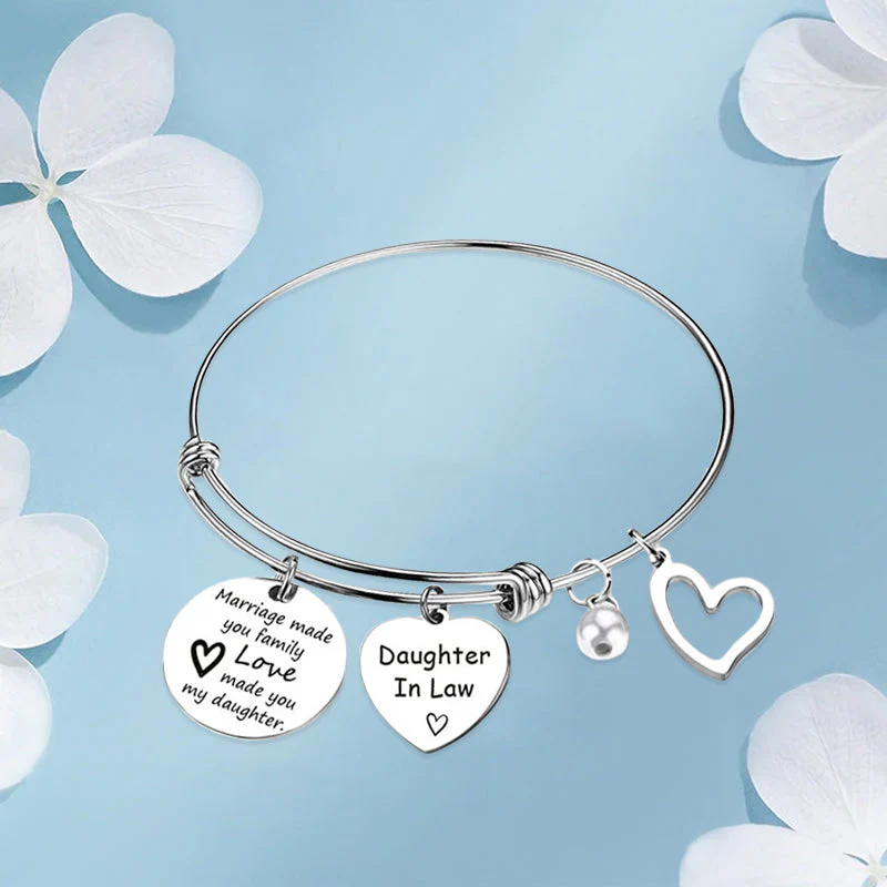 🎁FOR DAUGHTER-IN-LAW🎁MARRIAGE MADE YOU FAMILY LOVE MADE YOU MY DAUGHTER BANGLE BRACELET - Image 5