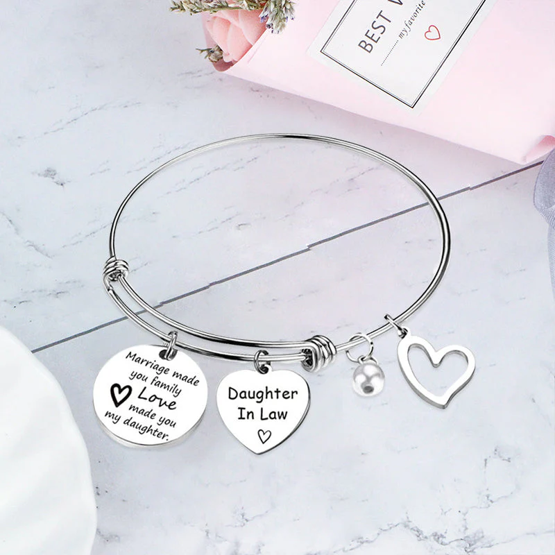 🎁FOR DAUGHTER-IN-LAW🎁MARRIAGE MADE YOU FAMILY LOVE MADE YOU MY DAUGHTER BANGLE BRACELET - Image 6