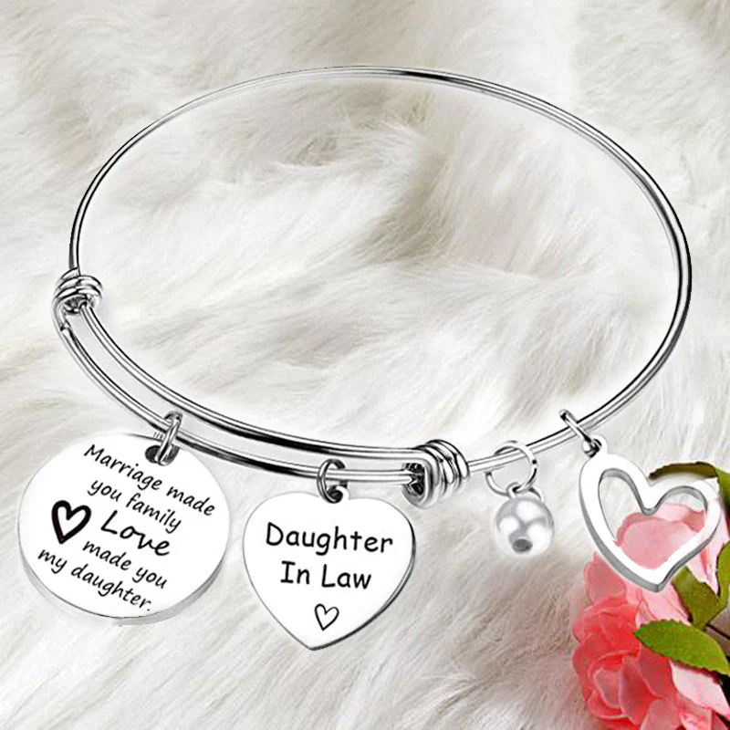 🎁FOR DAUGHTER-IN-LAW🎁MARRIAGE MADE YOU FAMILY LOVE MADE YOU MY DAUGHTER BANGLE BRACELET - Image 7