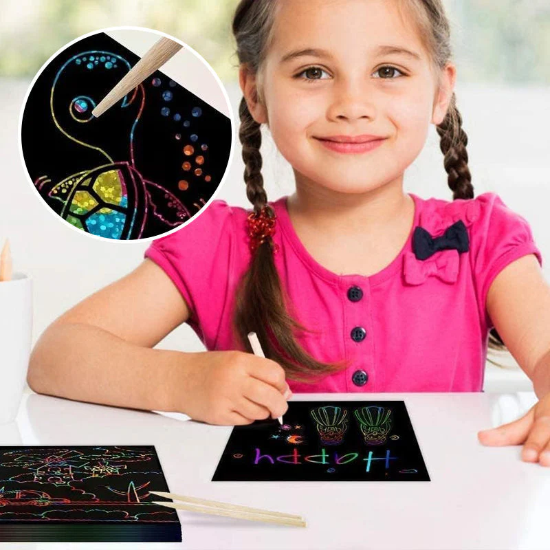 【100 Sheets/1 Set】DIY Rainbow Magic Scratch Paper Art Set - Image 2