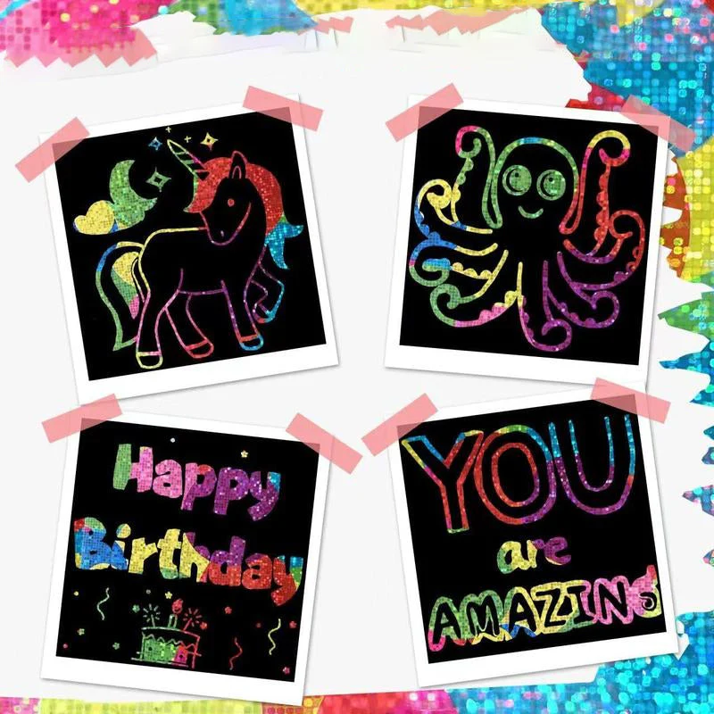 【100 Sheets/1 Set】DIY Rainbow Magic Scratch Paper Art Set - Image 4