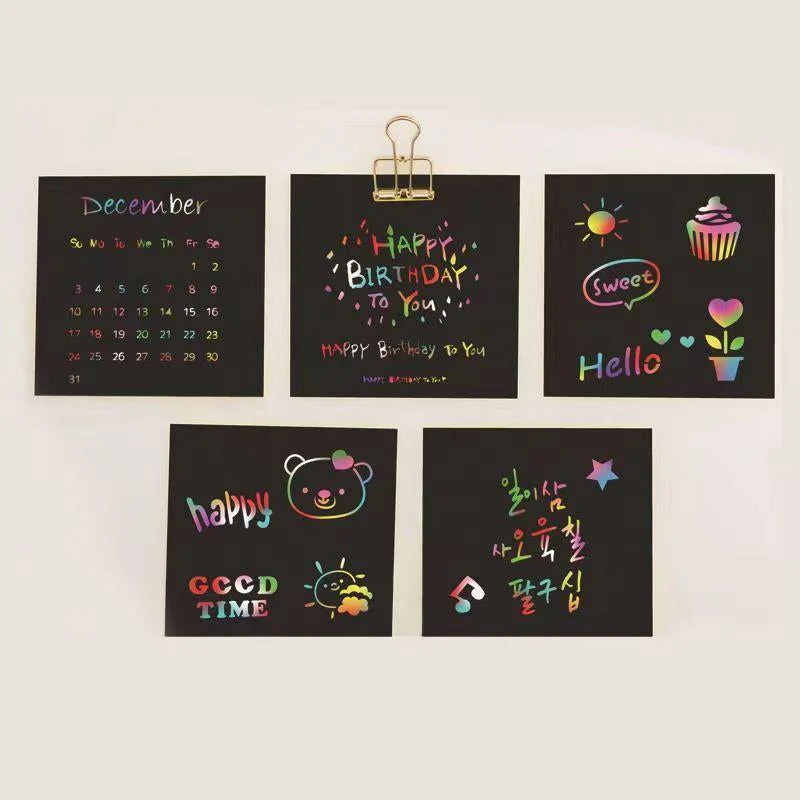 【100 Sheets/1 Set】DIY Rainbow Magic Scratch Paper Art Set - Image 7