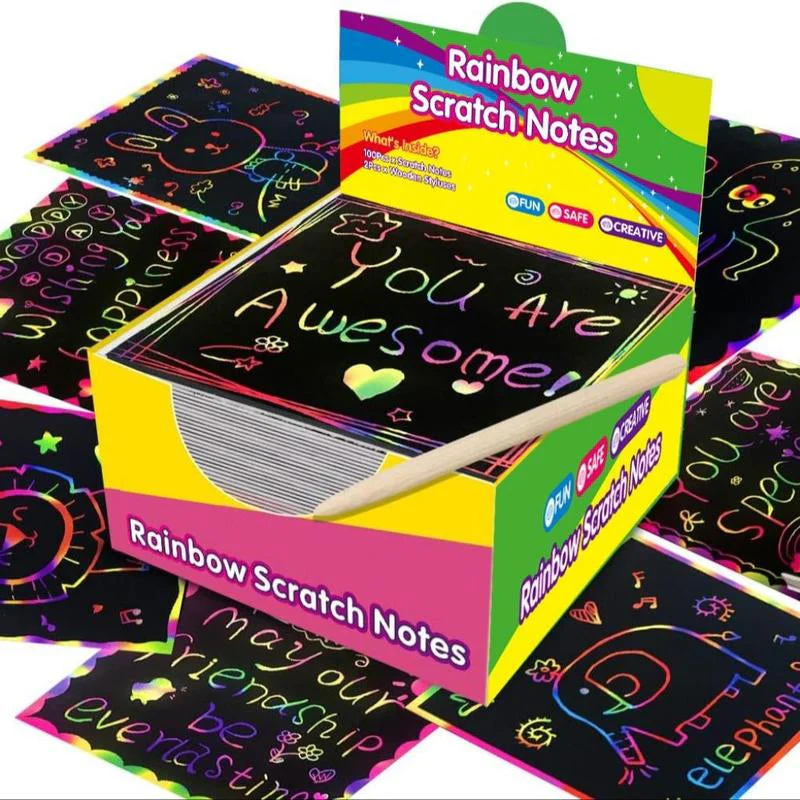 【100 Sheets/1 Set】DIY Rainbow Magic Scratch Paper Art Set - Image 9