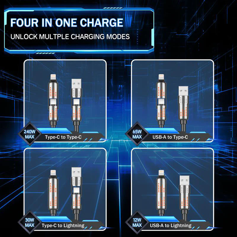 240W 4-in-1 USB-C Fast Charging Cable - Image 4