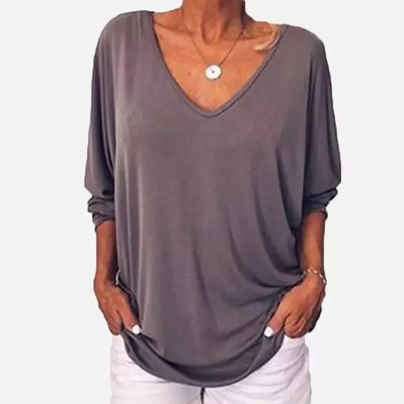 3/4 Sleeve Back Buttons V Neck Tops - Image 3
