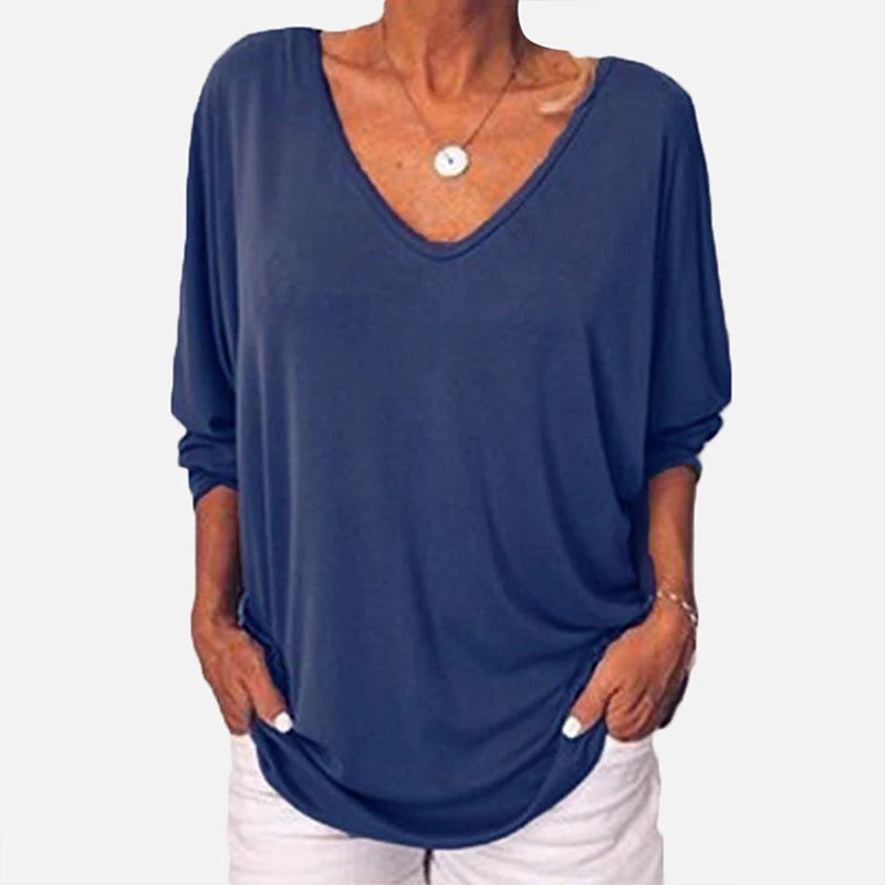 3/4 Sleeve Back Buttons V Neck Tops - Image 6