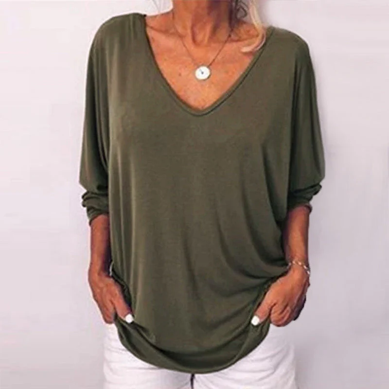 3/4 Sleeve Back Buttons V Neck Tops - Image 7