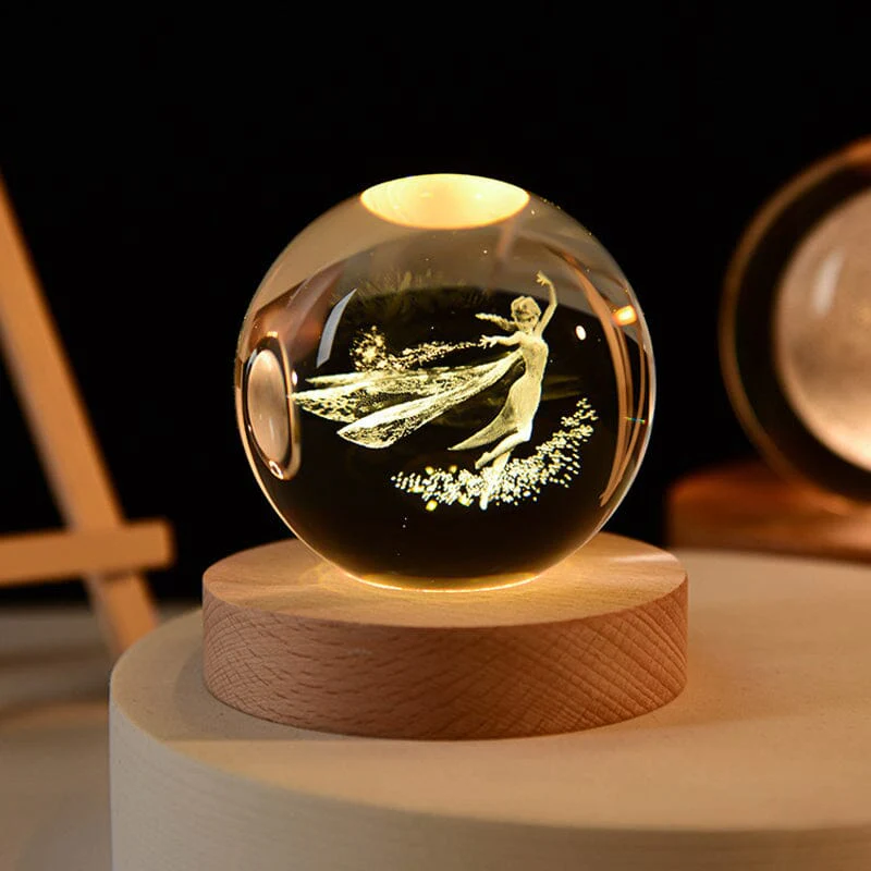 3D Crystal Ball Night Light With Wood Base - Image 17