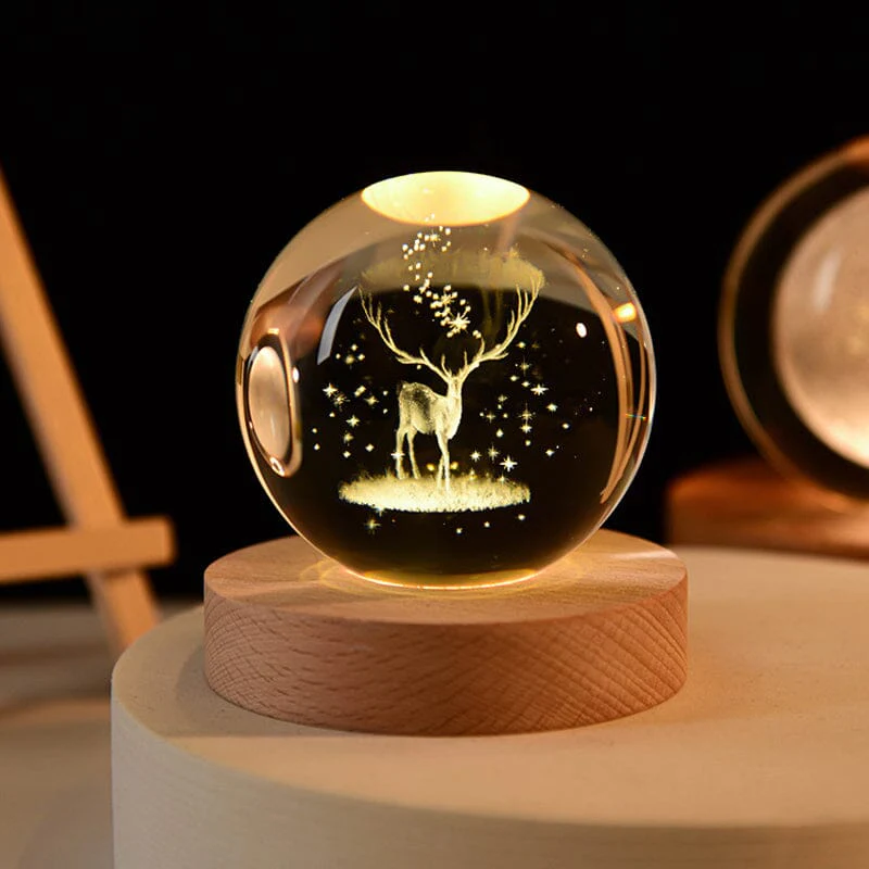 3D Crystal Ball Night Light With Wood Base - Image 22