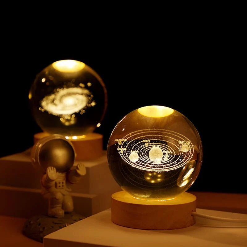 3D Crystal Ball Night Light With Wood Base - Image 7
