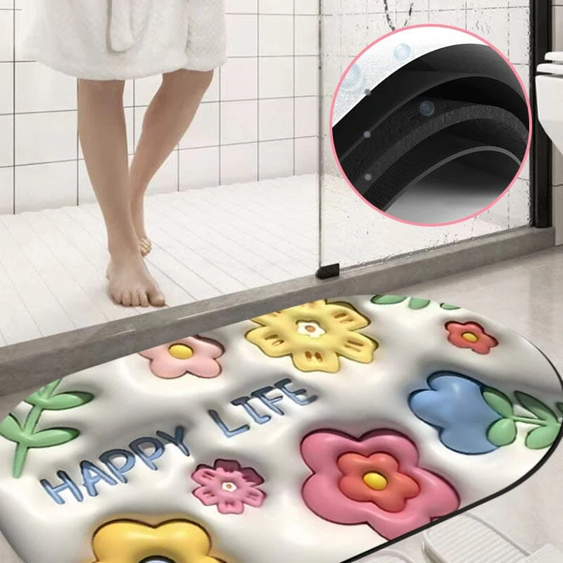 3D flower soft diatom mud absorbent floor mat - Image 12