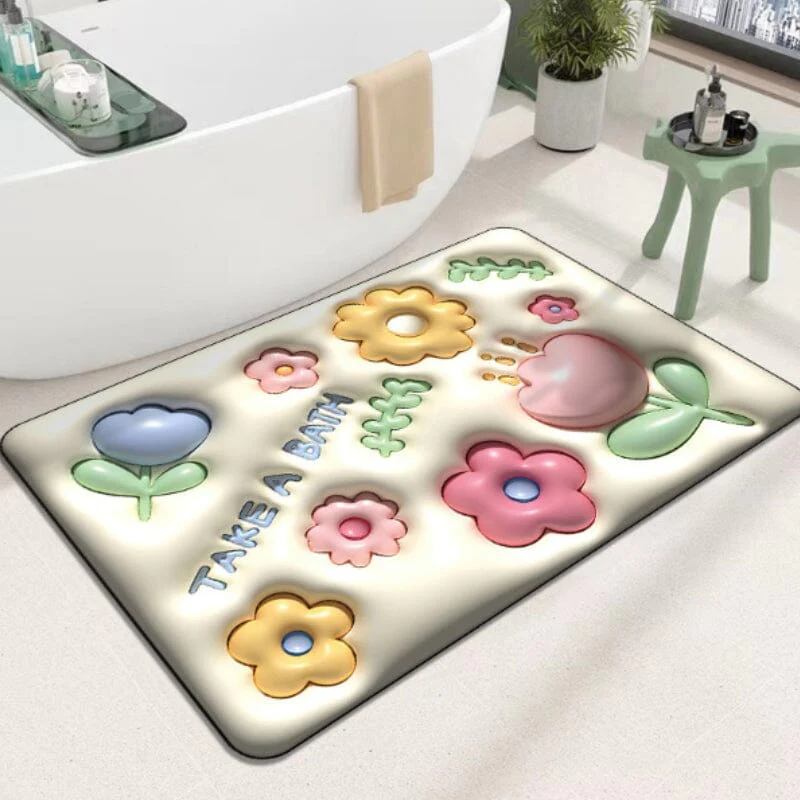 3D flower soft diatom mud absorbent floor mat - Image 14