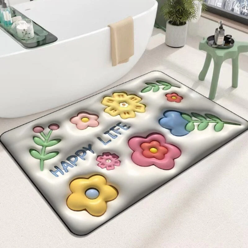 3D flower soft diatom mud absorbent floor mat - Image 15
