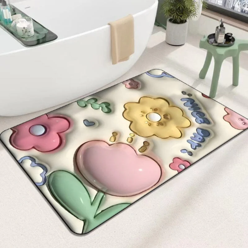 3D flower soft diatom mud absorbent floor mat - Image 18
