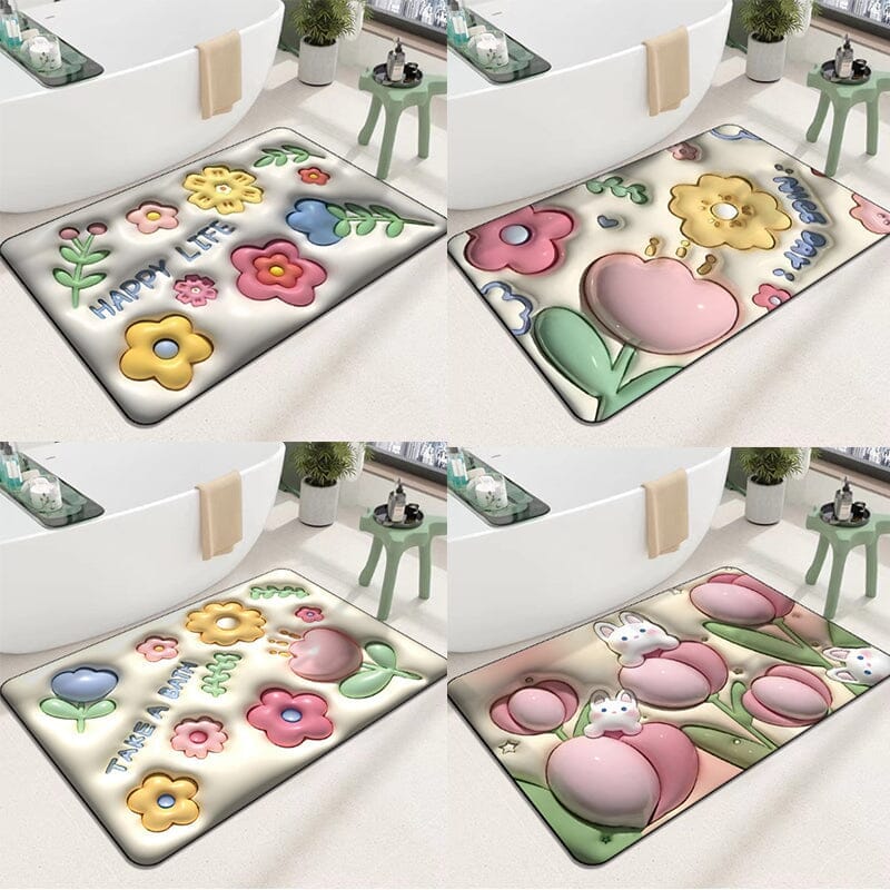 3D flower soft diatom mud absorbent floor mat - Image 9