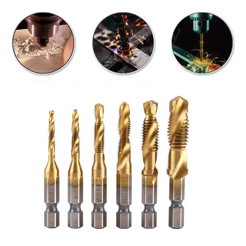 6 Piece Metric Thread Tap Drill Bits Set - Image 2