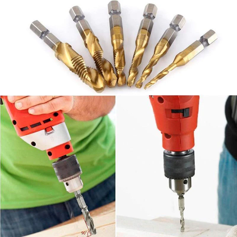 6 Piece Metric Thread Tap Drill Bits Set - Image 4