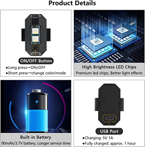 7 Colors LED Aircraft Strobe Lights & USB Charging - Image 8