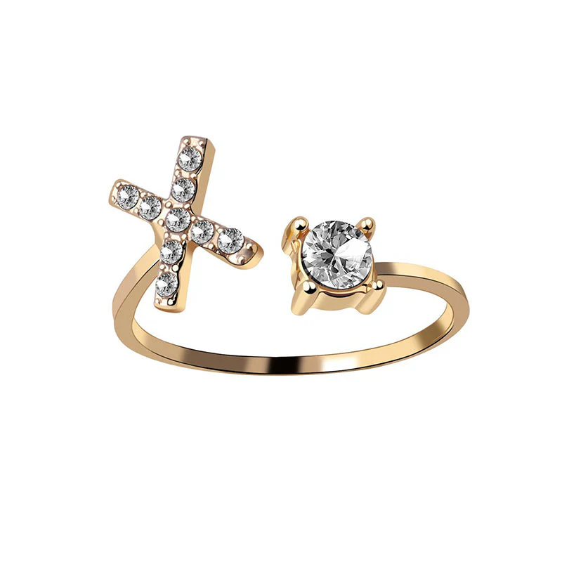 A-Z Letter Gold Color Metal Adjustable Opening Ring - Image 8