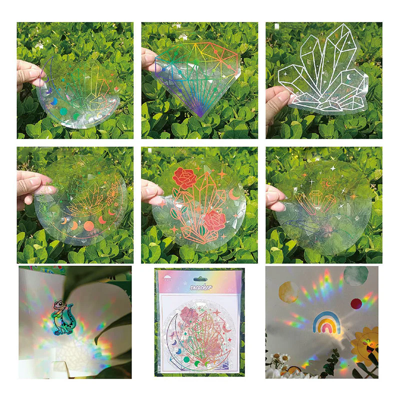 PVC Bunte Adsorptionsregenbogenglasfensteraufkleber, 6 Stk - Image 27