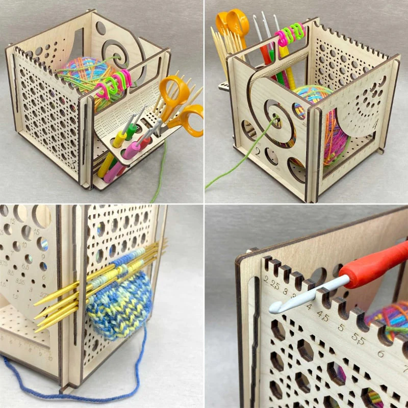 All-in-one Wooden Yarn Bowl - Multifunctional knitting tool - Image 3