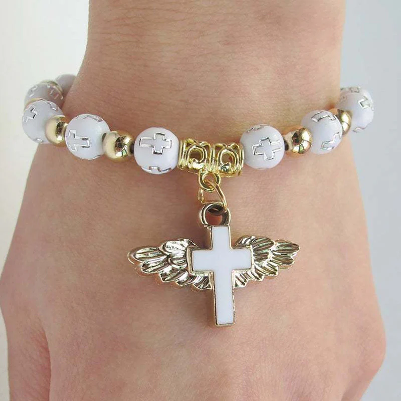 Angel Wing Cross Bracelet - Image 3