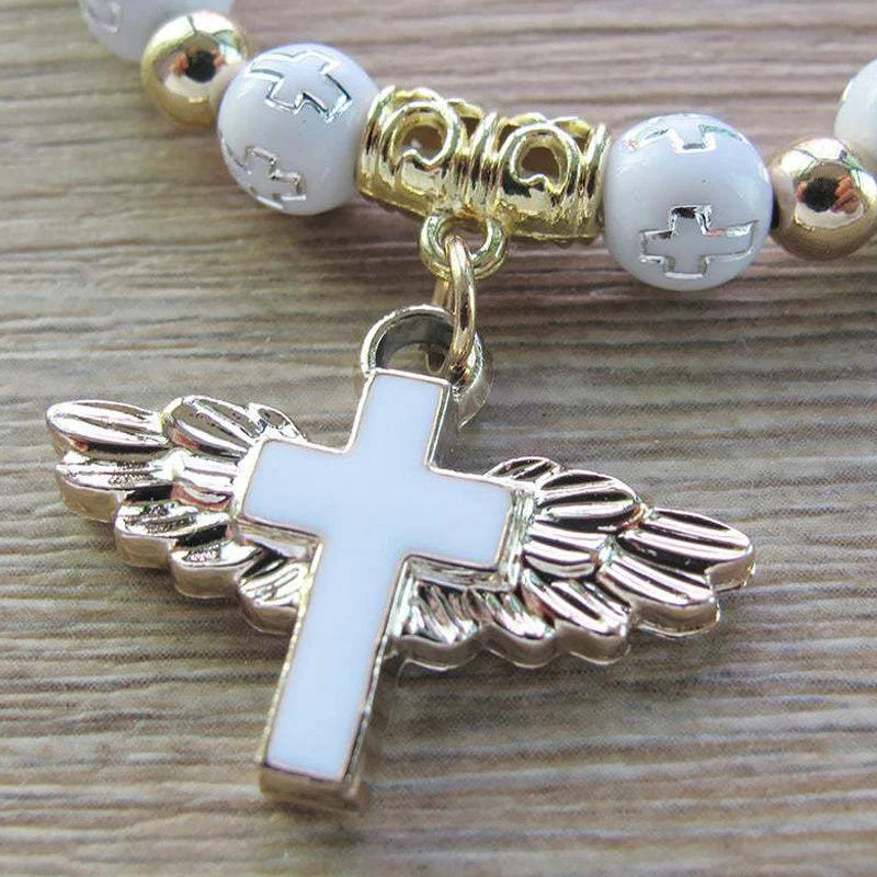 Angel Wing Cross Bracelet - Image 4