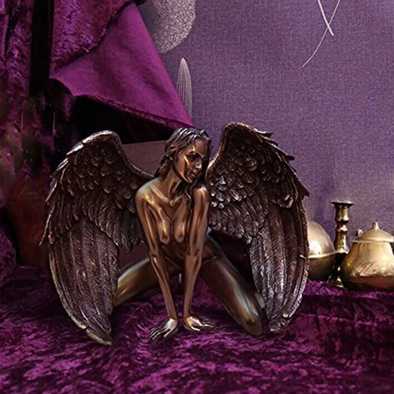 Art Angel Female Woman Wings Kneeling Cloak Hat - Image 12