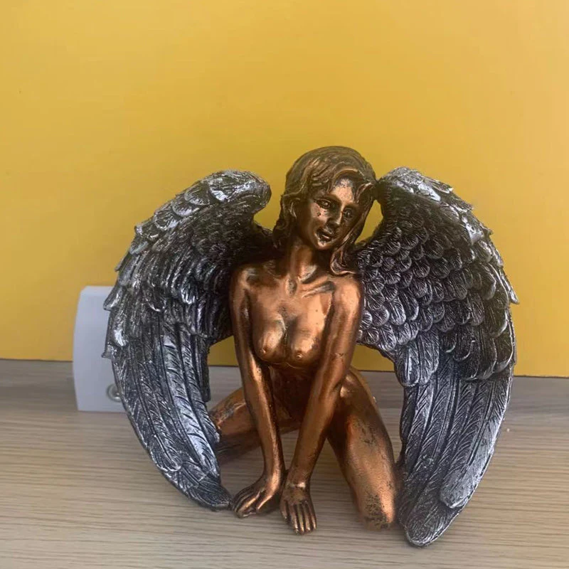Art Angel Female Woman Wings Kneeling Cloak Hat - Image 6