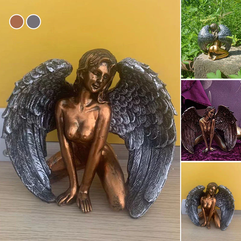 Art Angel Female Woman Wings Kneeling Cloak Hat - Image 7