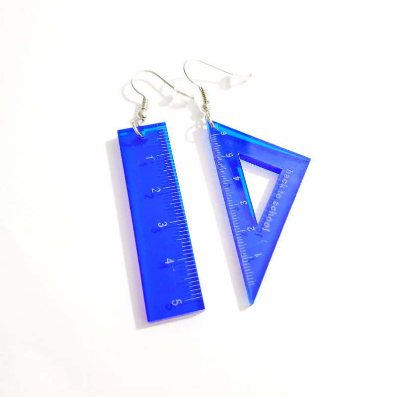 Asymmetrical Triangle Straight Ruler Earrings - Image 2