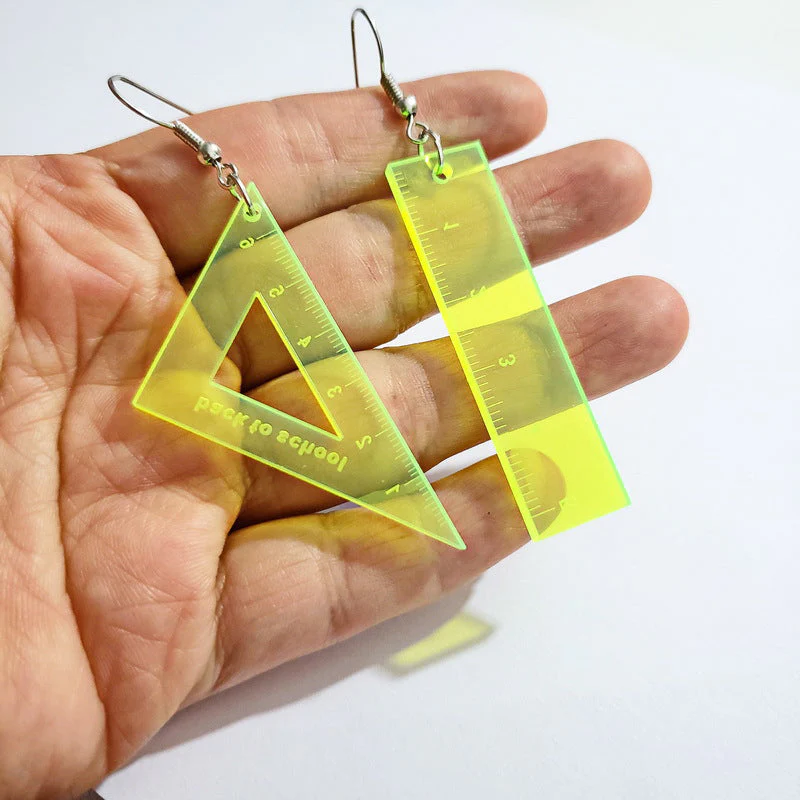 Asymmetrical Triangle Straight Ruler Earrings - Image 3