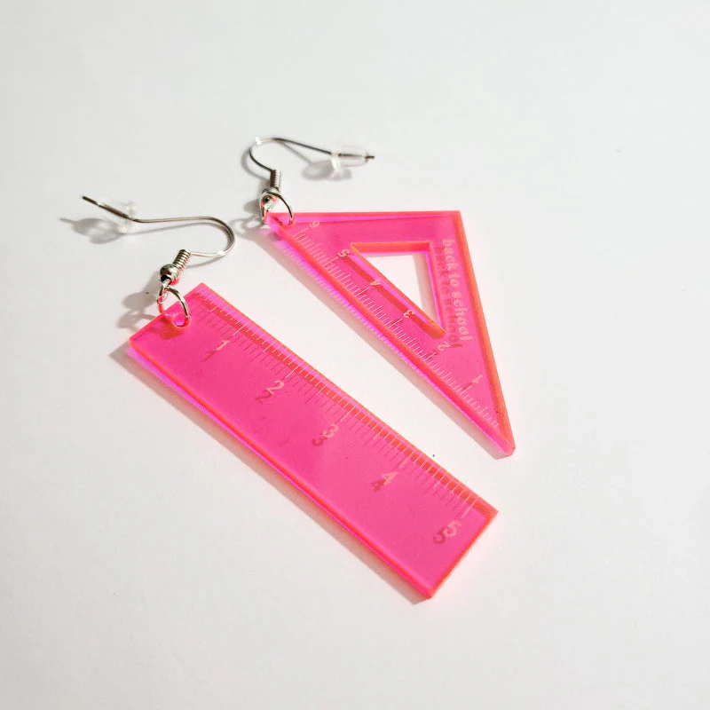 Asymmetrical Triangle Straight Ruler Earrings - Image 4
