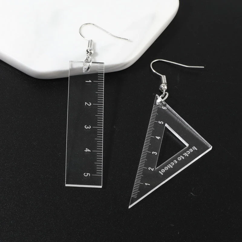 Asymmetrical Triangle Straight Ruler Earrings - Image 5