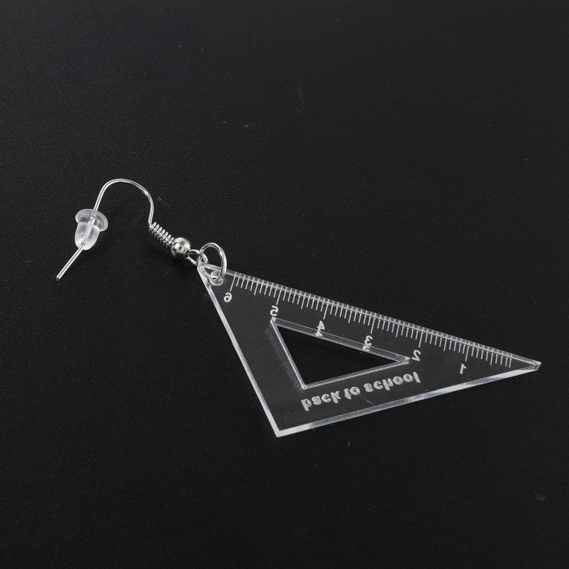Asymmetrical Triangle Straight Ruler Earrings - Image 6