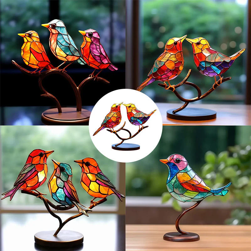 Birds on Branches Stained Glass Ornaments - Image 10