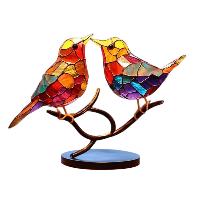 Birds on Branches Stained Glass Ornaments - Image 15
