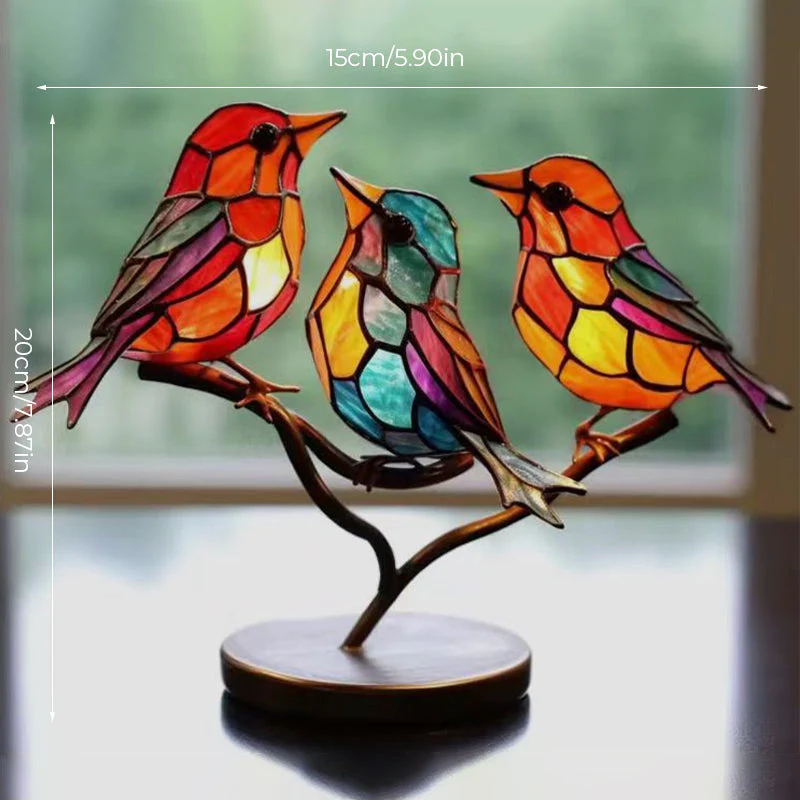 Birds on Branches Stained Glass Ornaments - Image 19