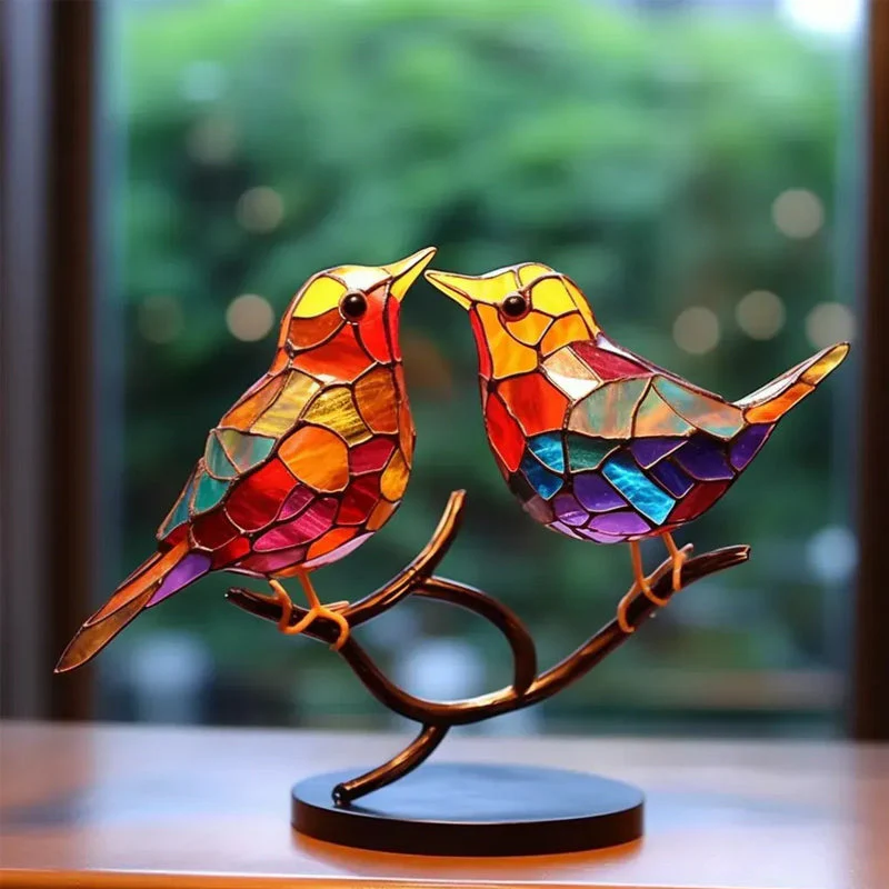 Birds on Branches Stained Glass Ornaments - Image 2