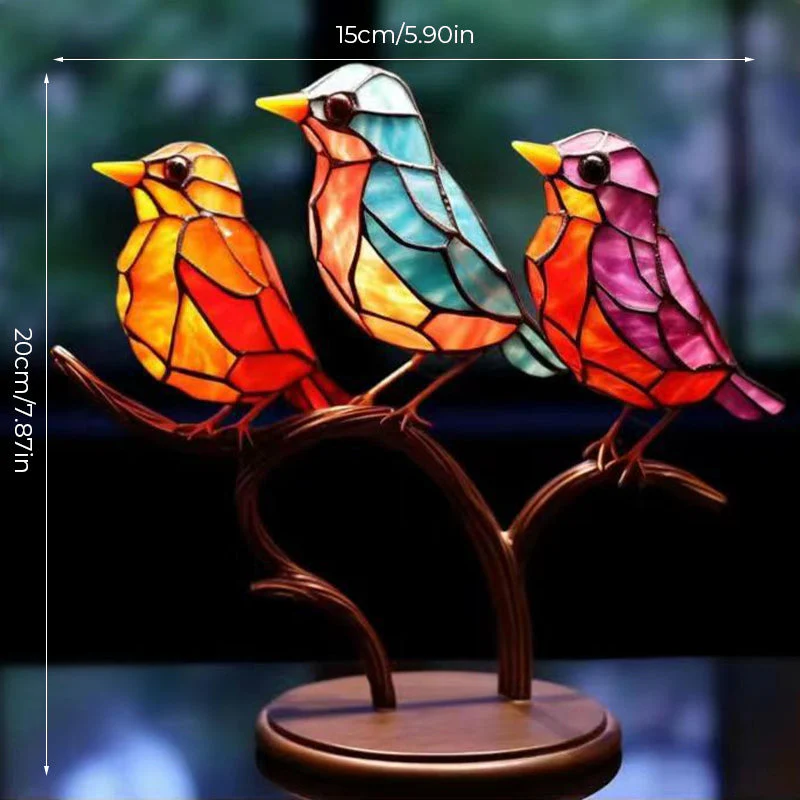 Birds on Branches Stained Glass Ornaments - Image 22
