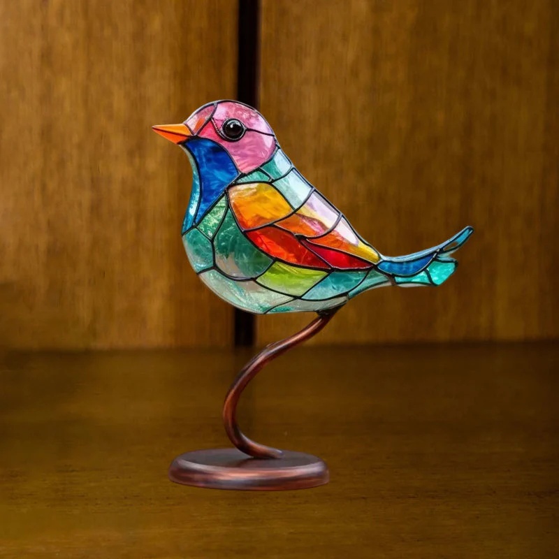 Birds on Branches Stained Glass Ornaments - Image 5