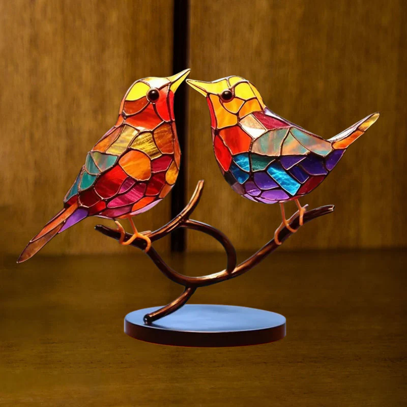 Birds on Branches Stained Glass Ornaments - Image 6