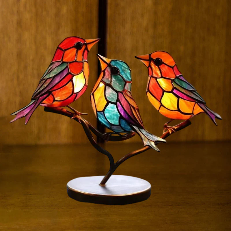 Birds on Branches Stained Glass Ornaments - Image 7
