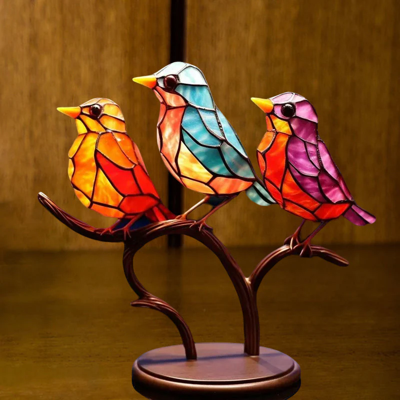 Birds on Branches Stained Glass Ornaments - Image 8