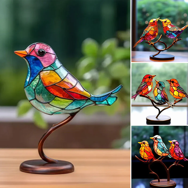 Birds on Branches Stained Glass Ornaments - Image 9