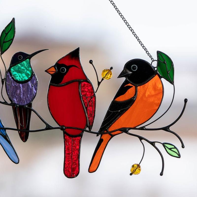 Birds Stained Glass Window Hangings - Image 2