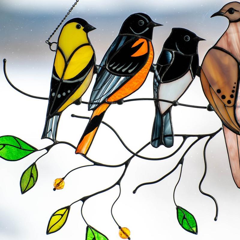 Birds Stained Glass Window Hangings - Image 5