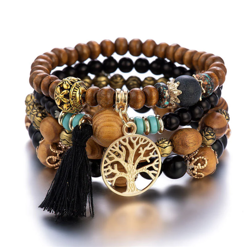 Boho Multilayer Wood Beaded Bracelet - Image 11