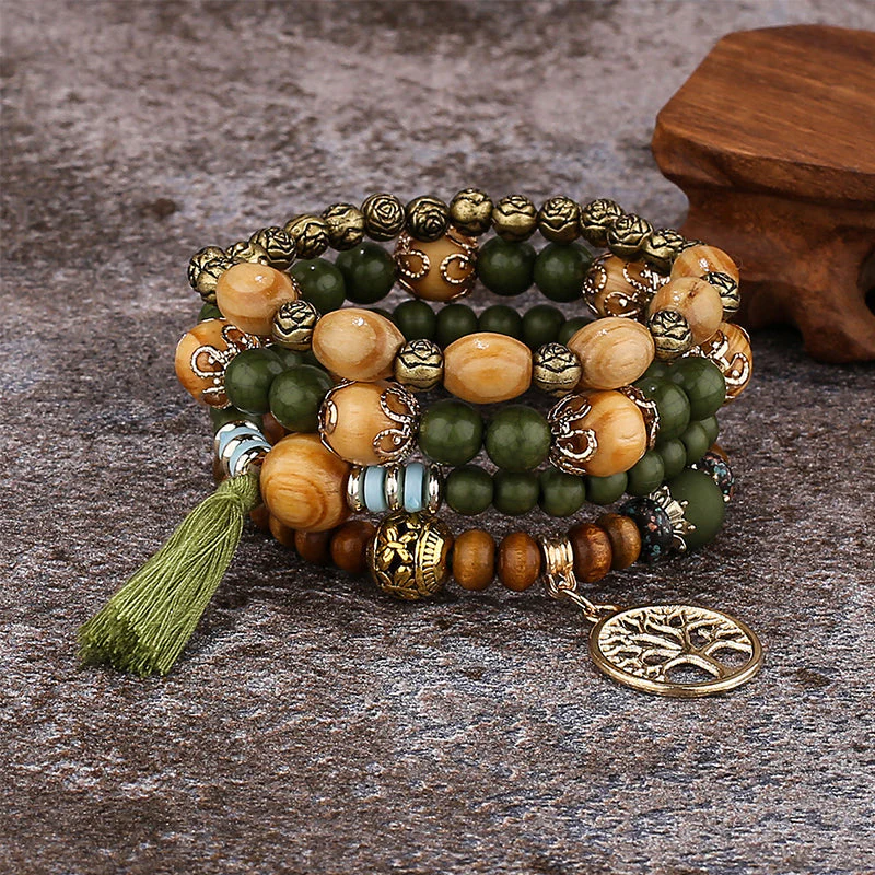 Boho Multilayer Wood Beaded Bracelet - Image 12
